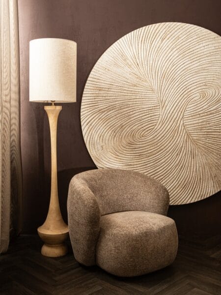PTMD wandbord Wiktor White MDF round swirl carved L 180 cm