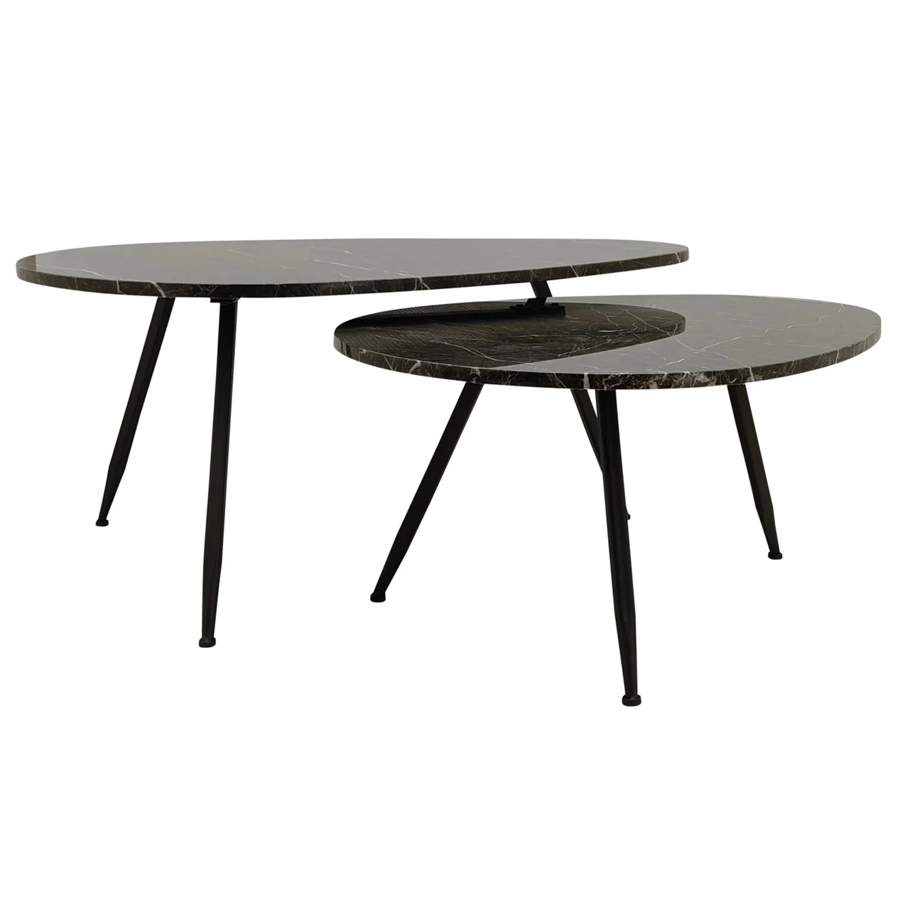PTMD Veria set of 2 coffeetables brown marble - Afbeelding 2