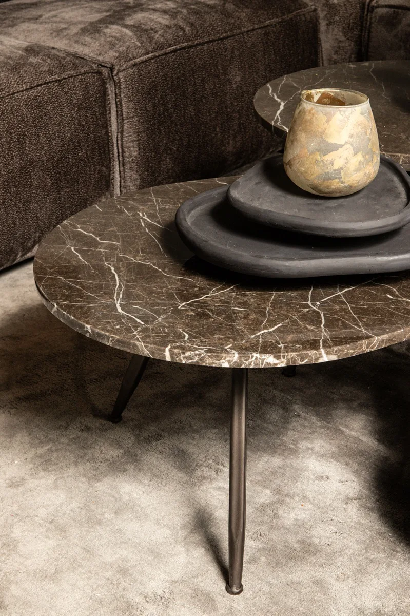 PTMD Veria set of 2 coffeetables brown marble - Afbeelding 3