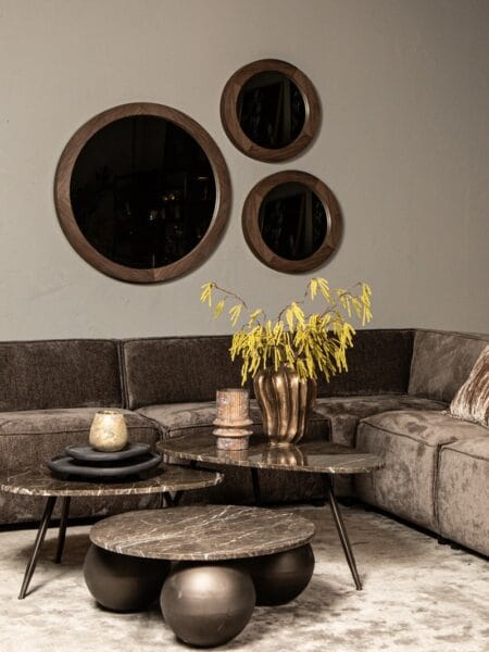 PTMD Veria set of 2 coffeetables brown marble