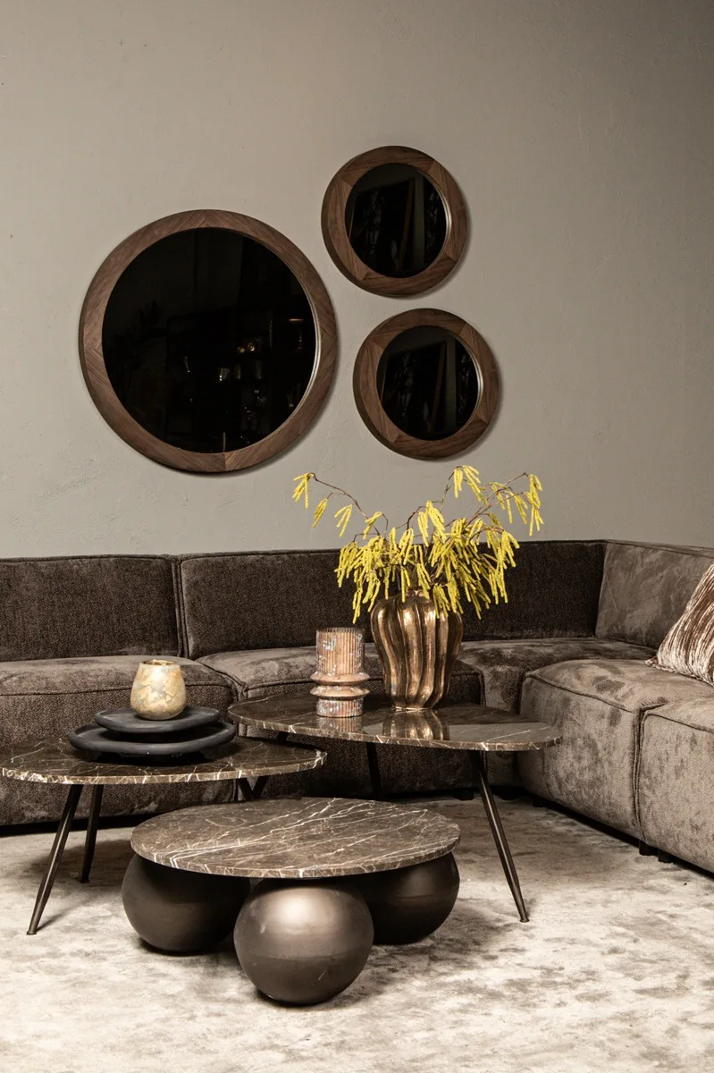 PTMD Veria set of 2 coffeetables brown marble
