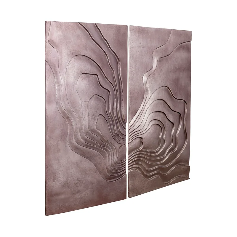 PTMD Erike Bronze Casted Alu Wall Panel Wave – set van 2 - Afbeelding 6