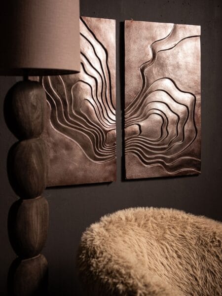 PTMD Erike Bronze Casted Alu Wall Panel Wave – set van 2