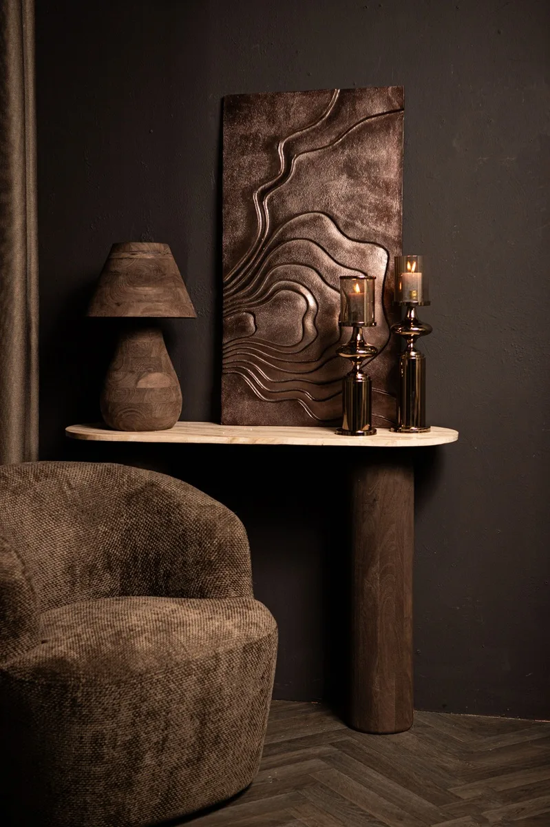 PTMD Erike Bronze Casted Alu Wall Panel Wave – set van 2 - Afbeelding 2