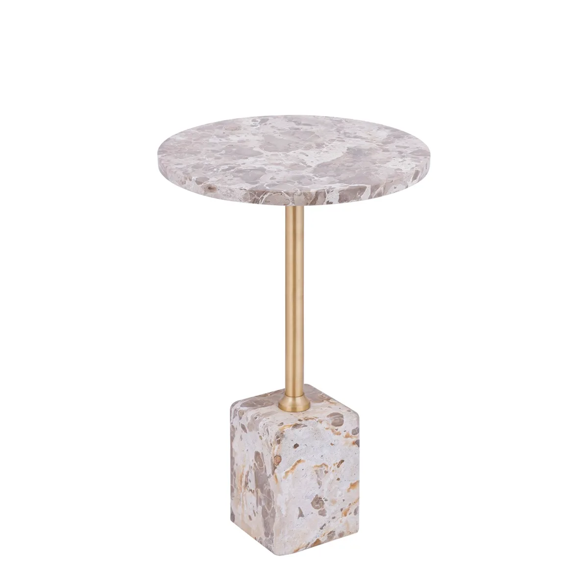 PTMD Ebe Beige Marble sidetable with round top low 36x36x55 cm - Afbeelding 2