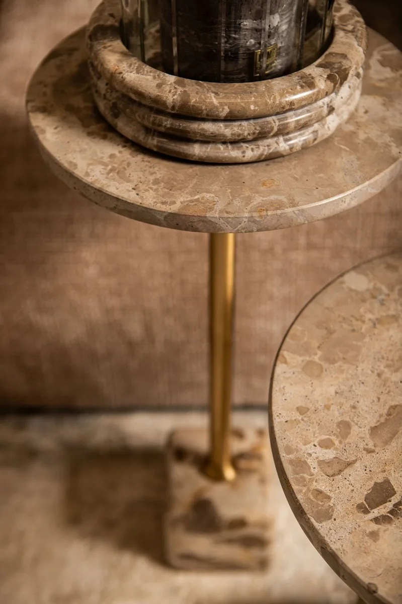 PTMD Ebe Beige Marble sidetable with round top low 36x36x55 cm - Afbeelding 4