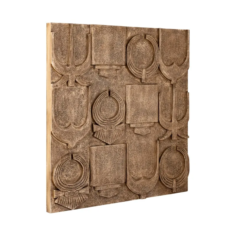 PTMD Saku Beige MDF aancient symbols antique 120x6,5x120 cm - Afbeelding 2