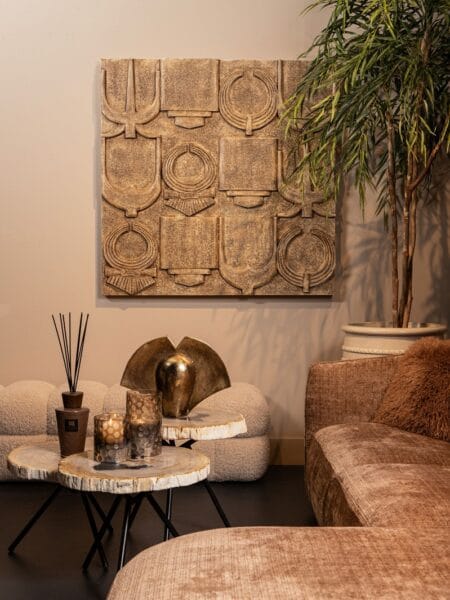 PTMD Saku Beige MDF aancient symbols antique 120x6,5x120 cm