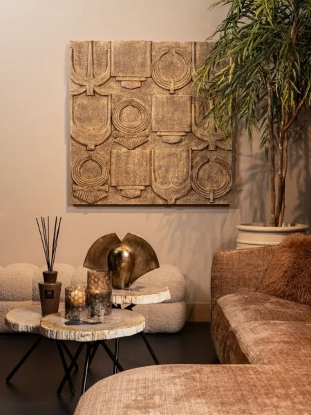 PTMD Saku Beige MDF aancient symbols antique 120x6,5x120 cm