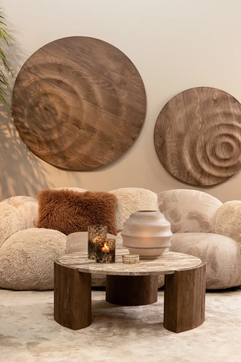 Mattin Natural mango wood circle wall panel rnd Large 120 cm