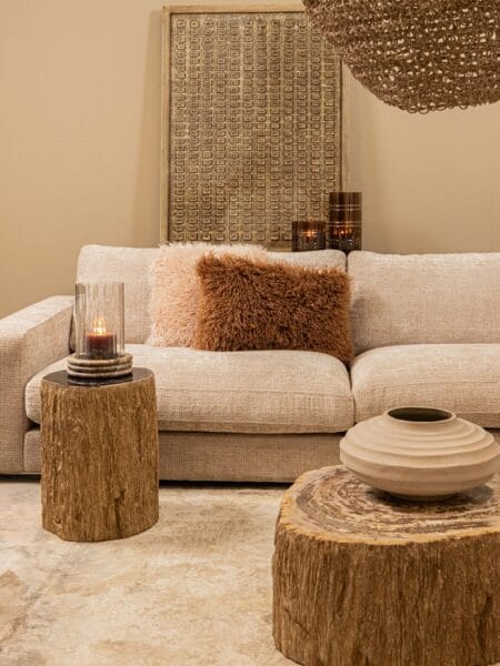 PTMD Taly Natural petrified wood fiberglass bijzettafel 30x40x45 cm