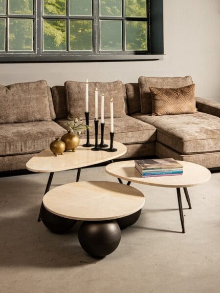 PTMD Skippy coffee table beige marble 85x85x30 cm