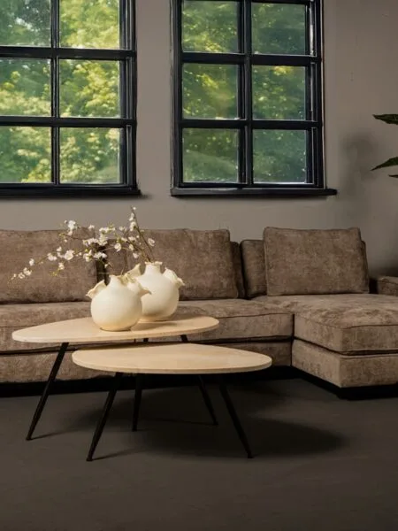 PTMD Veria set of 2 coffeetables beige marble