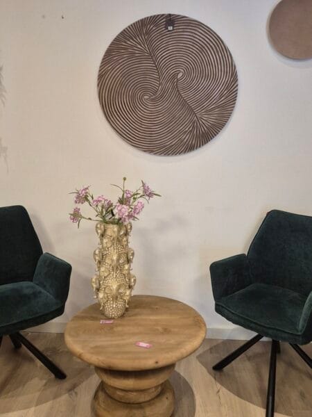 PTMD wandbord Wiktor Brown MDF round swirl carved S 90cm
