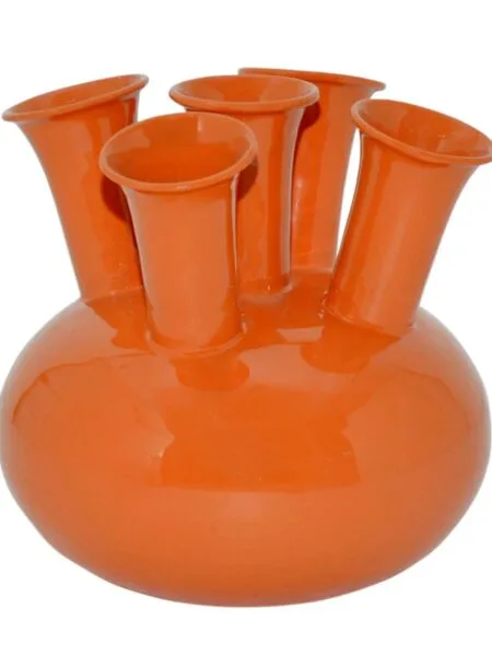 Vaas Oranje met 5 monden Enamel 23x23x23 cm