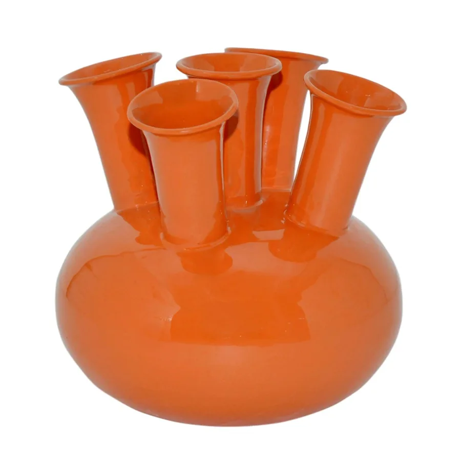 Vaas Oranje met 5 monden Enamel 23x23x23 cm