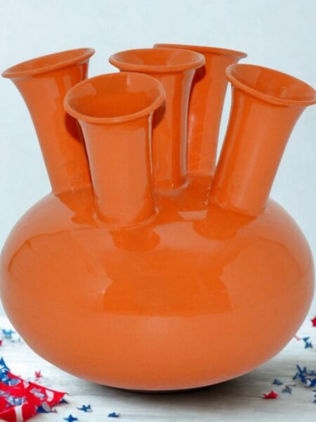 Vaas Oranje met 5 monden Enamel 23x23x23 cm