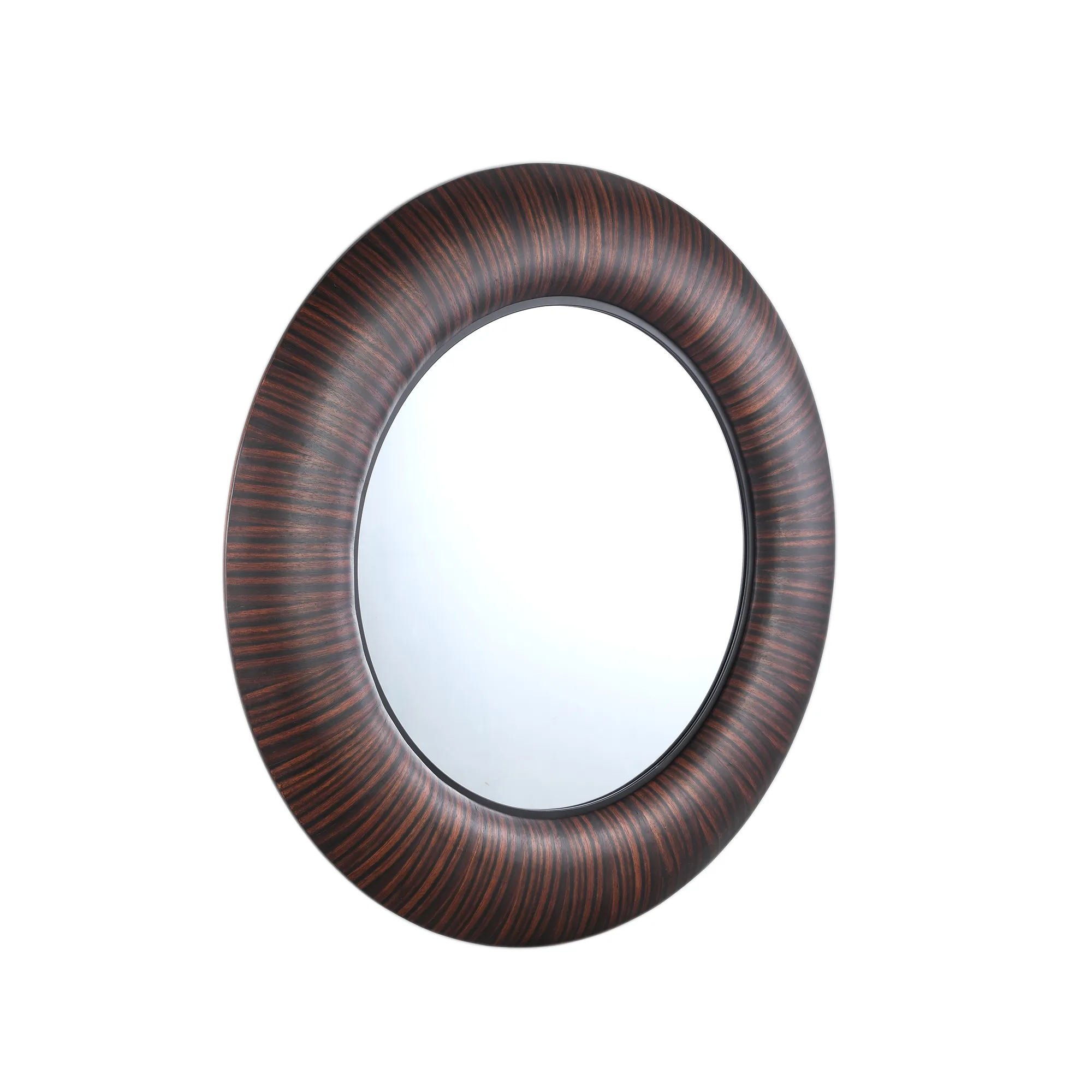 PTMD Gezzy Brown wooden veneer mirror rond 110 cm - Afbeelding 3
