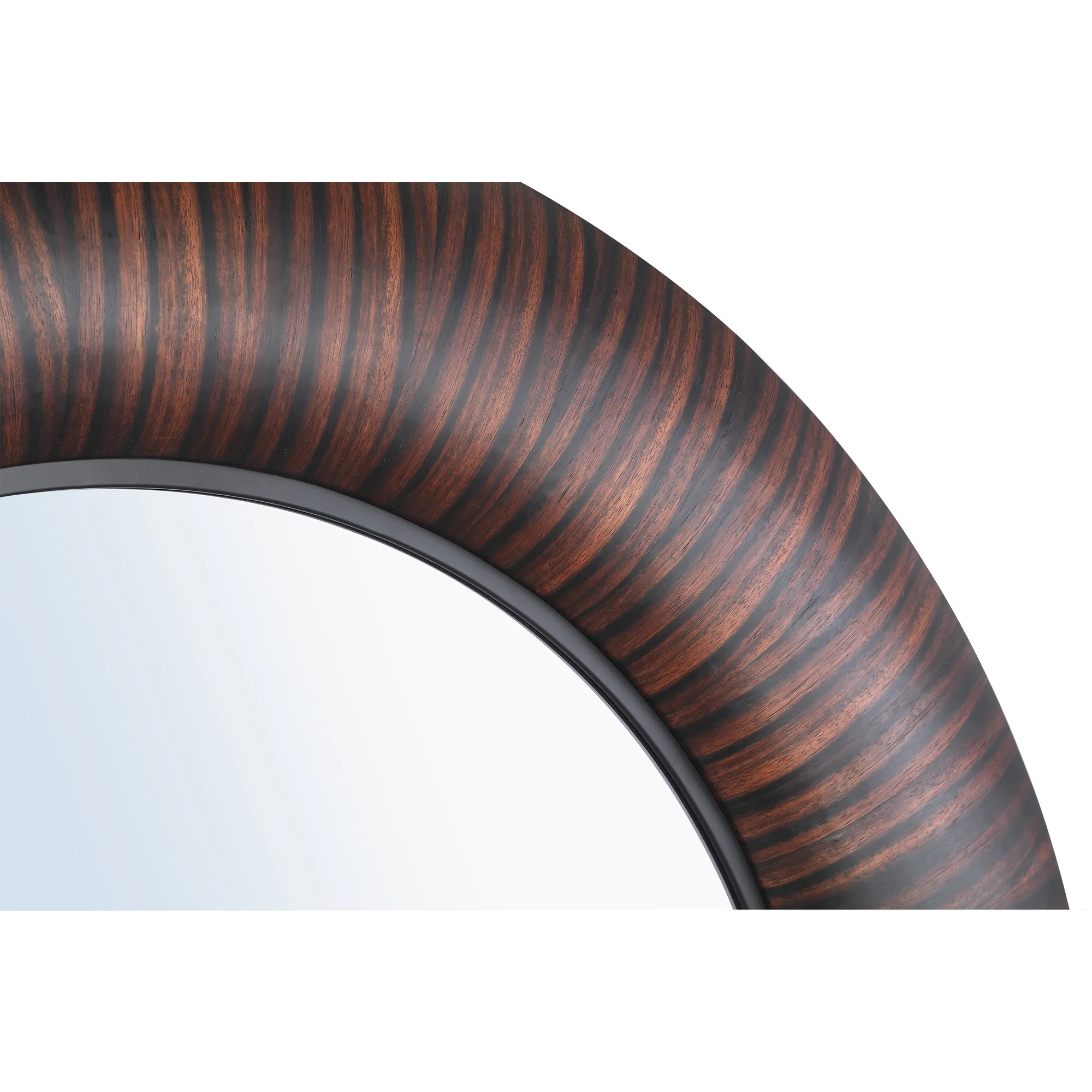 PTMD Gezzy Brown wooden veneer mirror rond 110 cm - Afbeelding 4