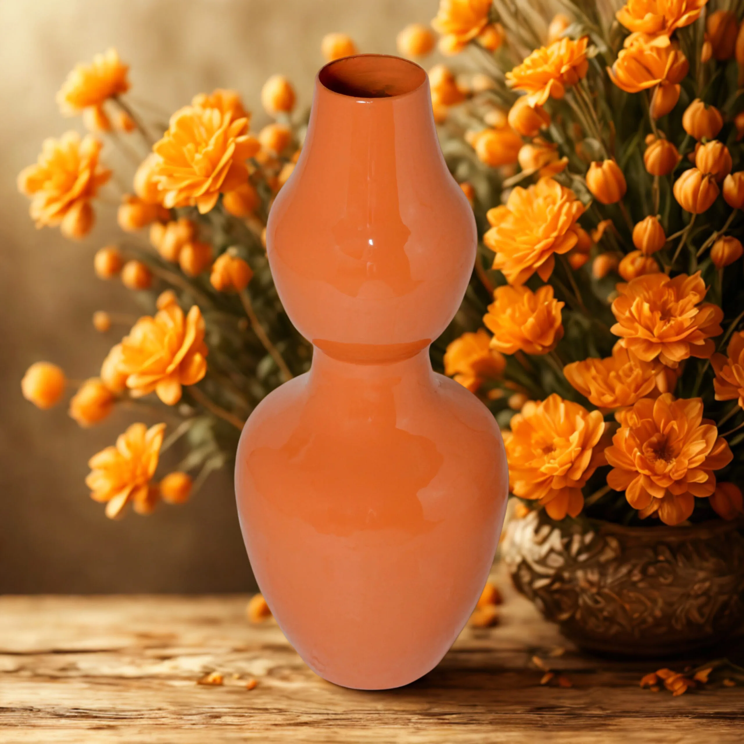 Vaas Oranje Enamel 20x20x46 cm