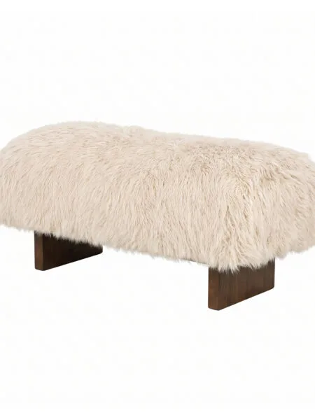 PTMD Hair Beige Fabric Bench small