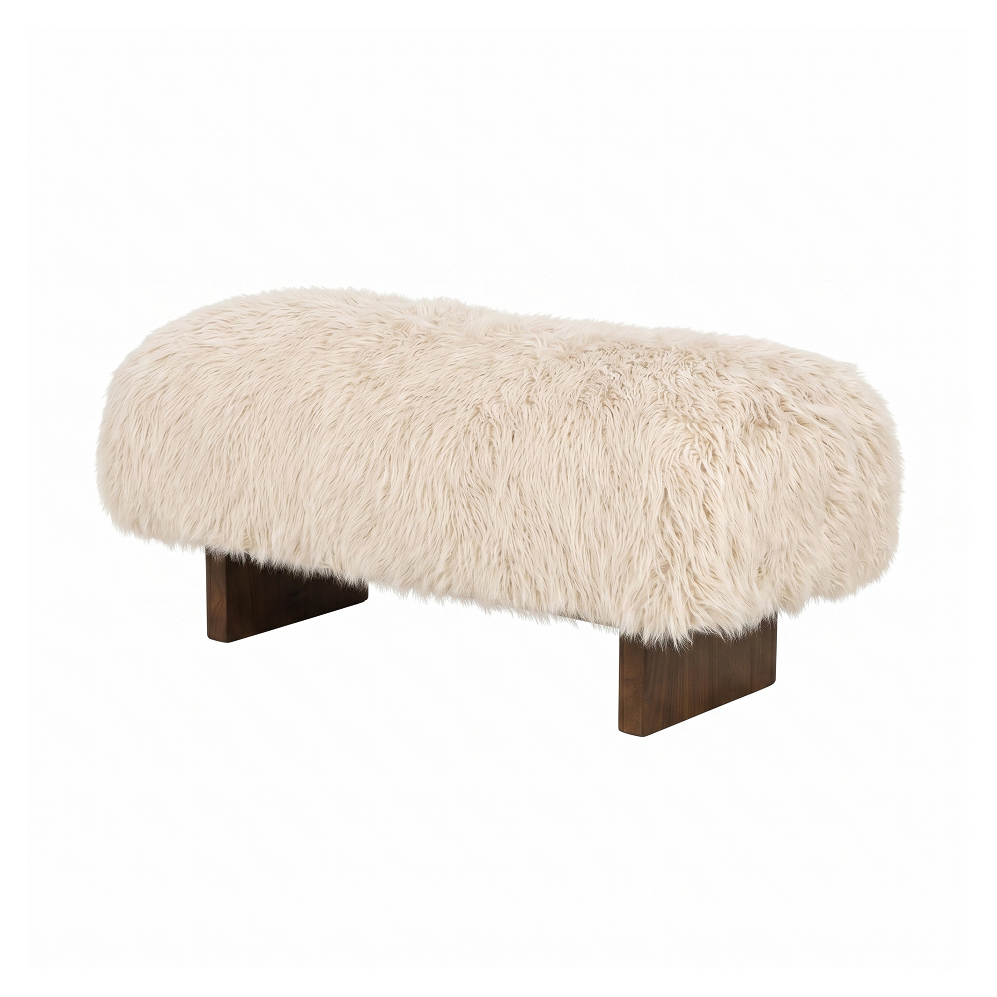PTMD Hair Beige Fabric Bench small