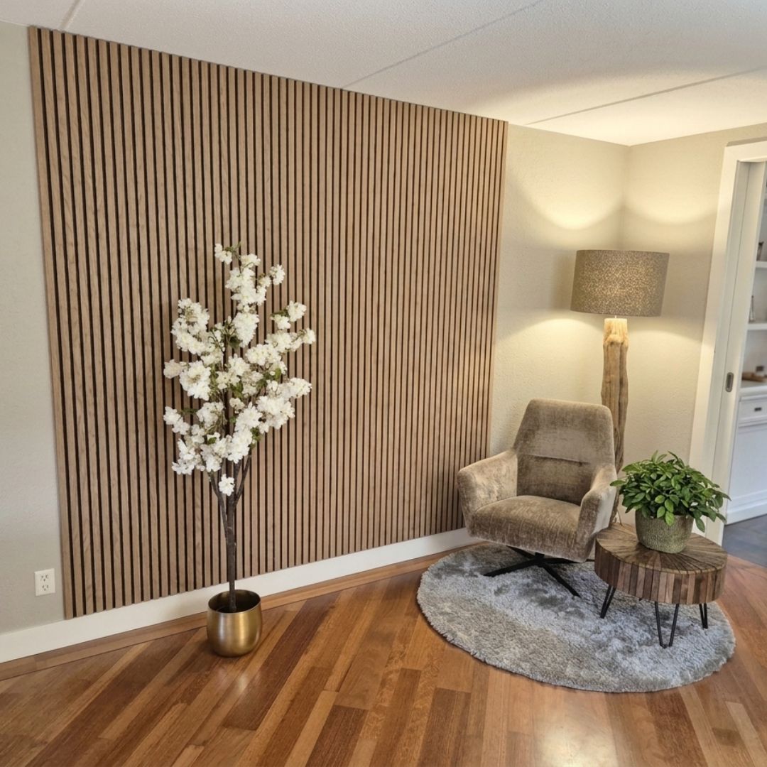 Akoestisch Wandpaneel Walnoot 260x60 cm - Afbeelding 2