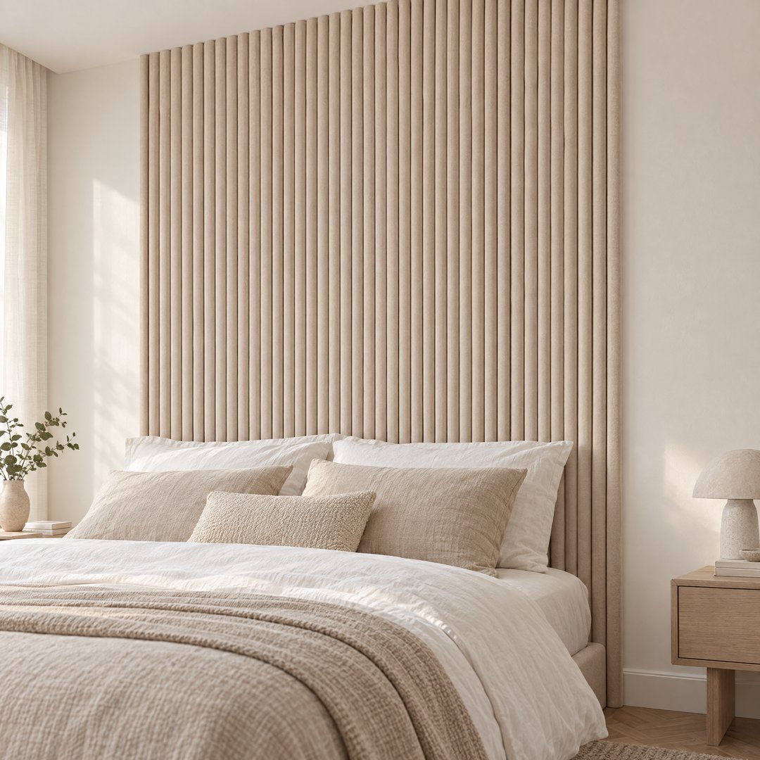 Akoestisch Suède Wandpaneel Beige 280x66 cm