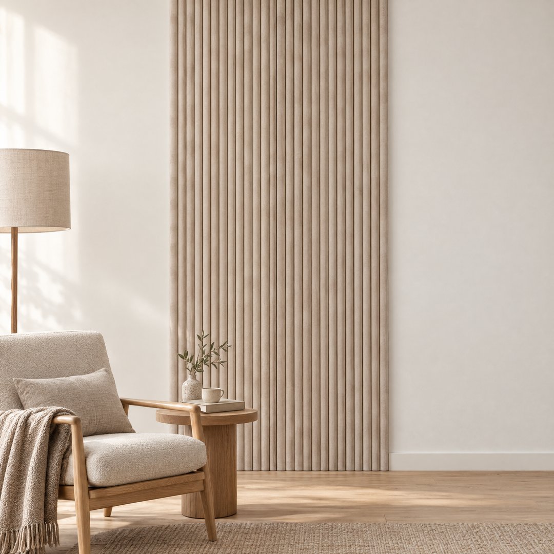 Akoestisch Suède Wandpaneel Beige 280x66 cm - Afbeelding 3